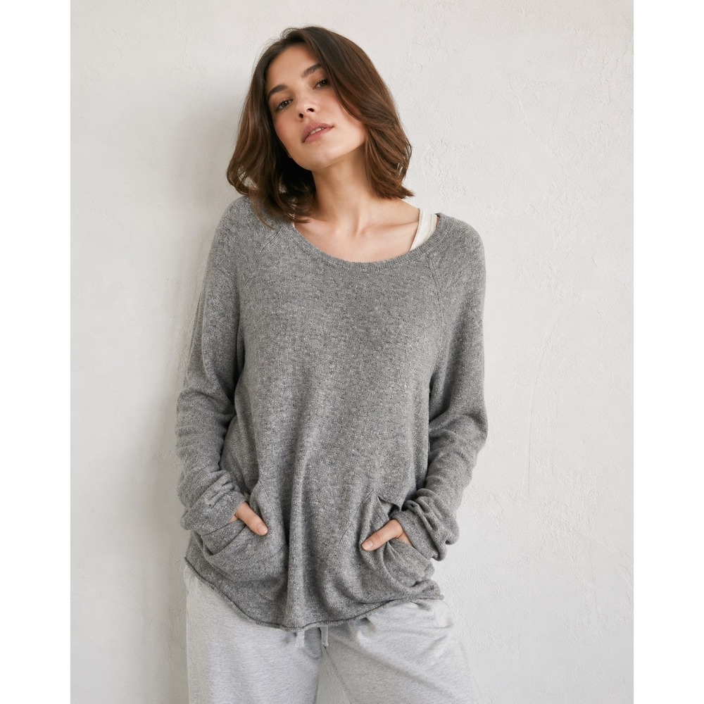 2/$30 Sundance Knit Sweater Sz M Gray Wool Cashmere Angora Blend Boat Neck Soft